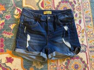 Wax Jean 'Butt, I Love You' Mid-Rise Distressed Cuffed Denim Shorts Size M